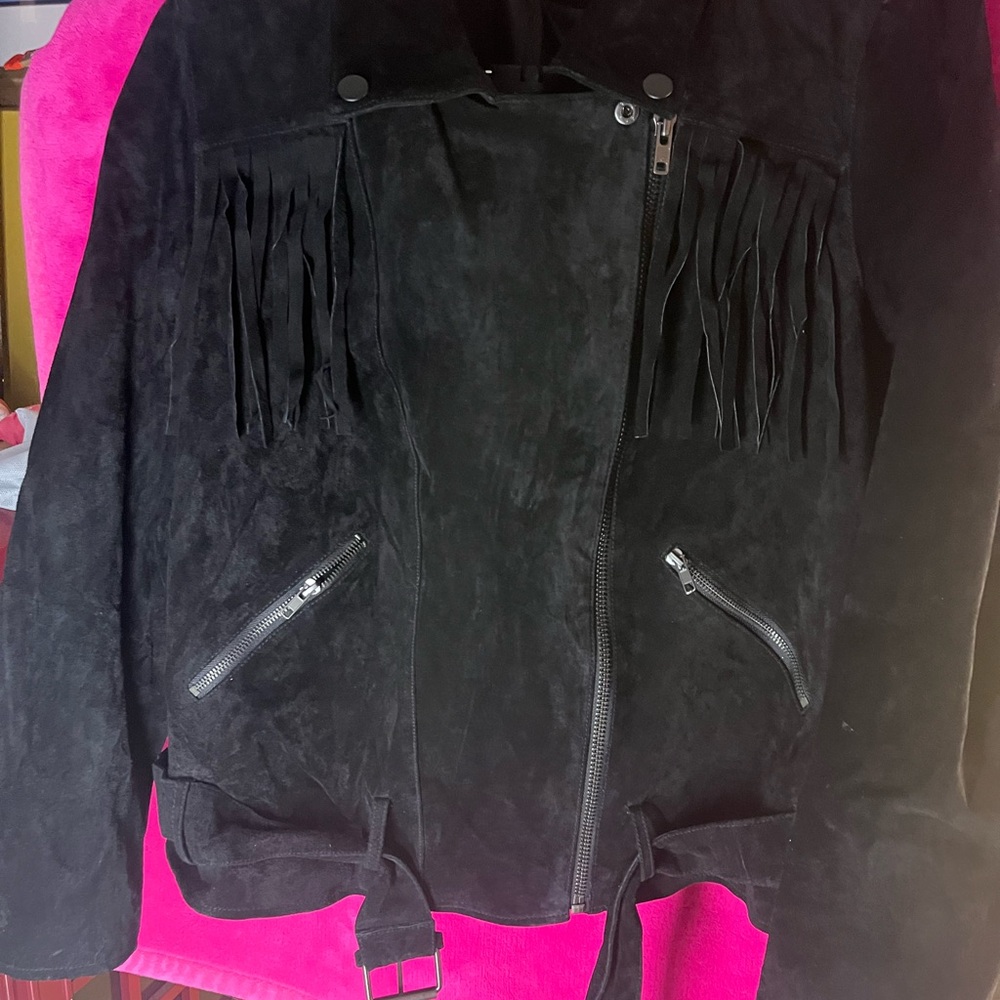 Love & Legend Black Leather Fringe Jacket